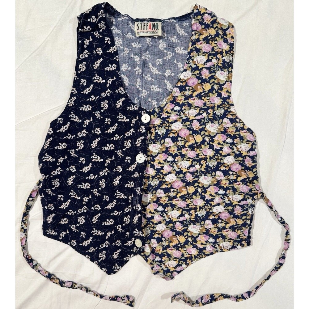 Vintage Y2K Stephano International Rayon Vest Women L Boho Hippie Fest USA Made